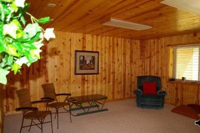 Family/TV room in old basement